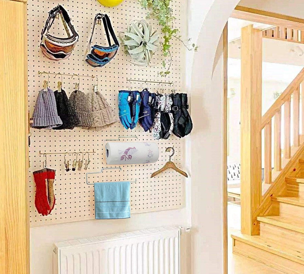 2 Pack Pegboard Towel Holder for Kitchen Workshop Garage Pegboard Accessories