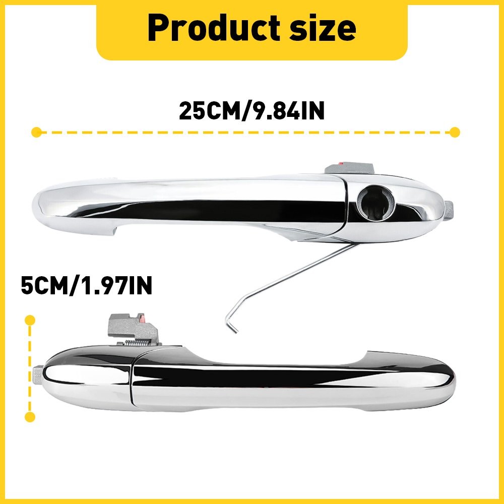 2x Outer Door Fit Handle For 2012-2017 Fiat 500 Left Front & Right Side Chrome