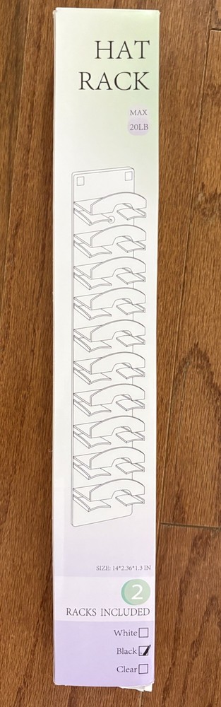 Hat Rack - 2 Racks Per Pack - Black - Each Rack Holds 10 Hats