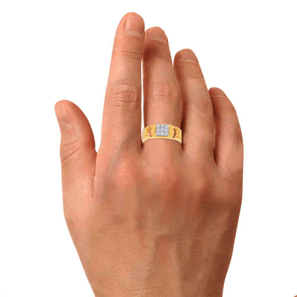 Brawny Waves Men Diamond Ring Gift for Dad