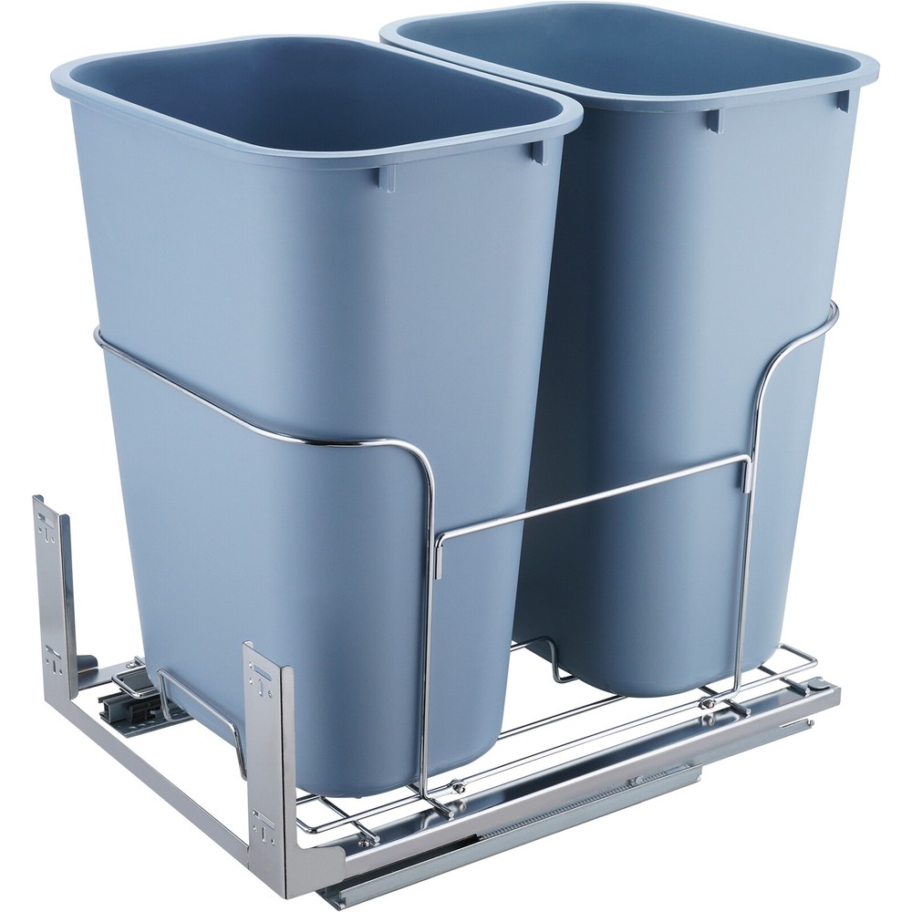 VEVOR Double 37QT Pullout Waste Container Kitchen Trash Can 70L w/ Soft Close