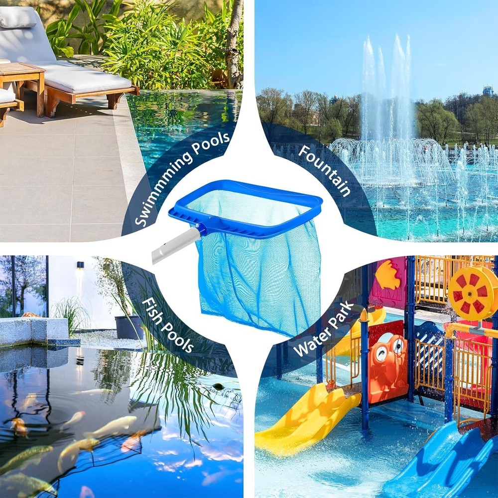 Durable Fine Mesh Pool Net with 26.4"-66.5" Adjustable Pole and Large Capacity