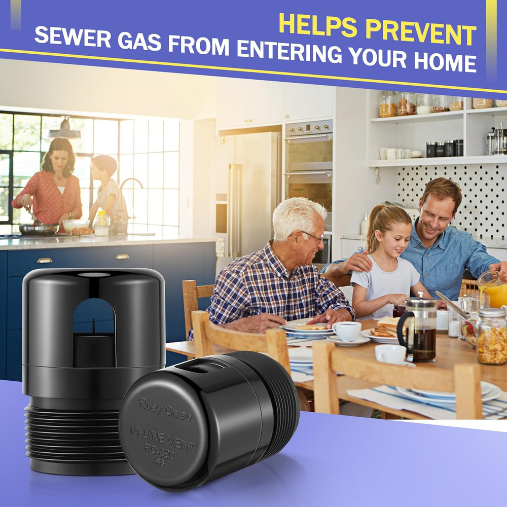 Enhon 1-1/2 Inch NPT ABS in Line Vent, Diaphragm RV Air Admittance Valve