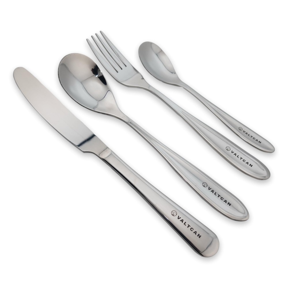 Titanium Grade 1 Dinnerware 4 Piece Set Fork Spoon Knife Teaspoon Kitchen Fla...