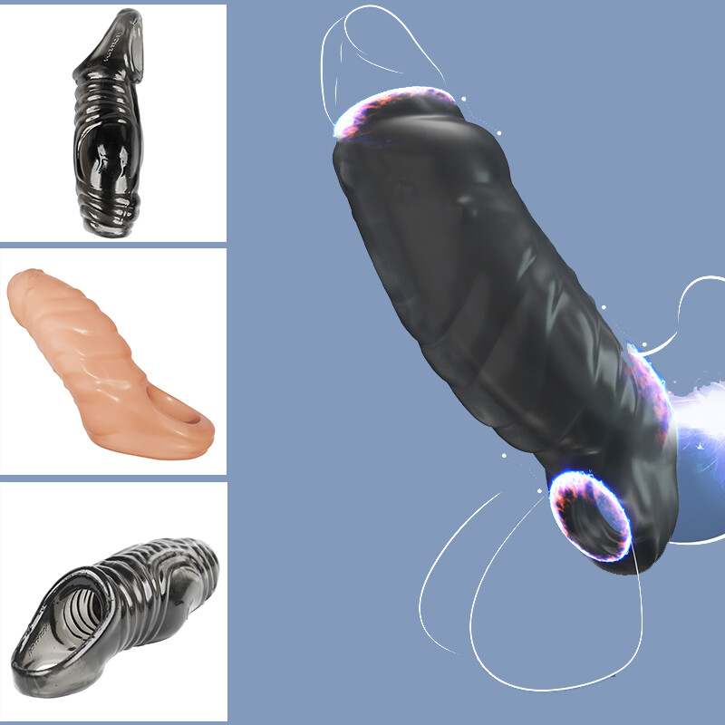 Reusable Condoms Delayed Ejaculation Bigger Glans Penis Enlarger Sleeve Extender