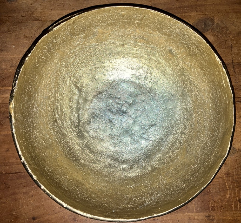 Textured Brass Serving Bowl 10” India