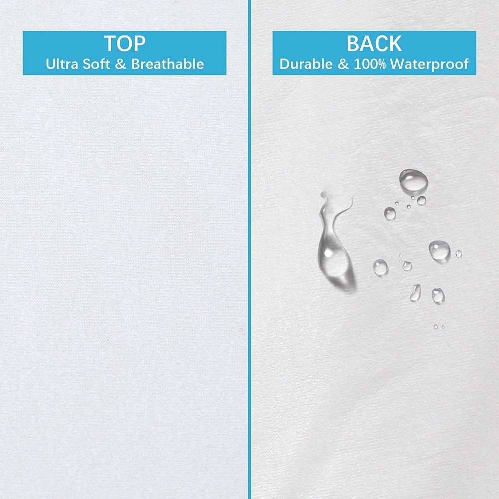 Machine Washable Pillow Protector, Noiseless, 2 Pack Standard Size, White