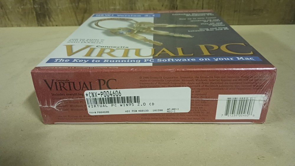 Virtual PC v2.1 by Connectix (1998), Run DOS/Windows Software on Mac (Unopened)