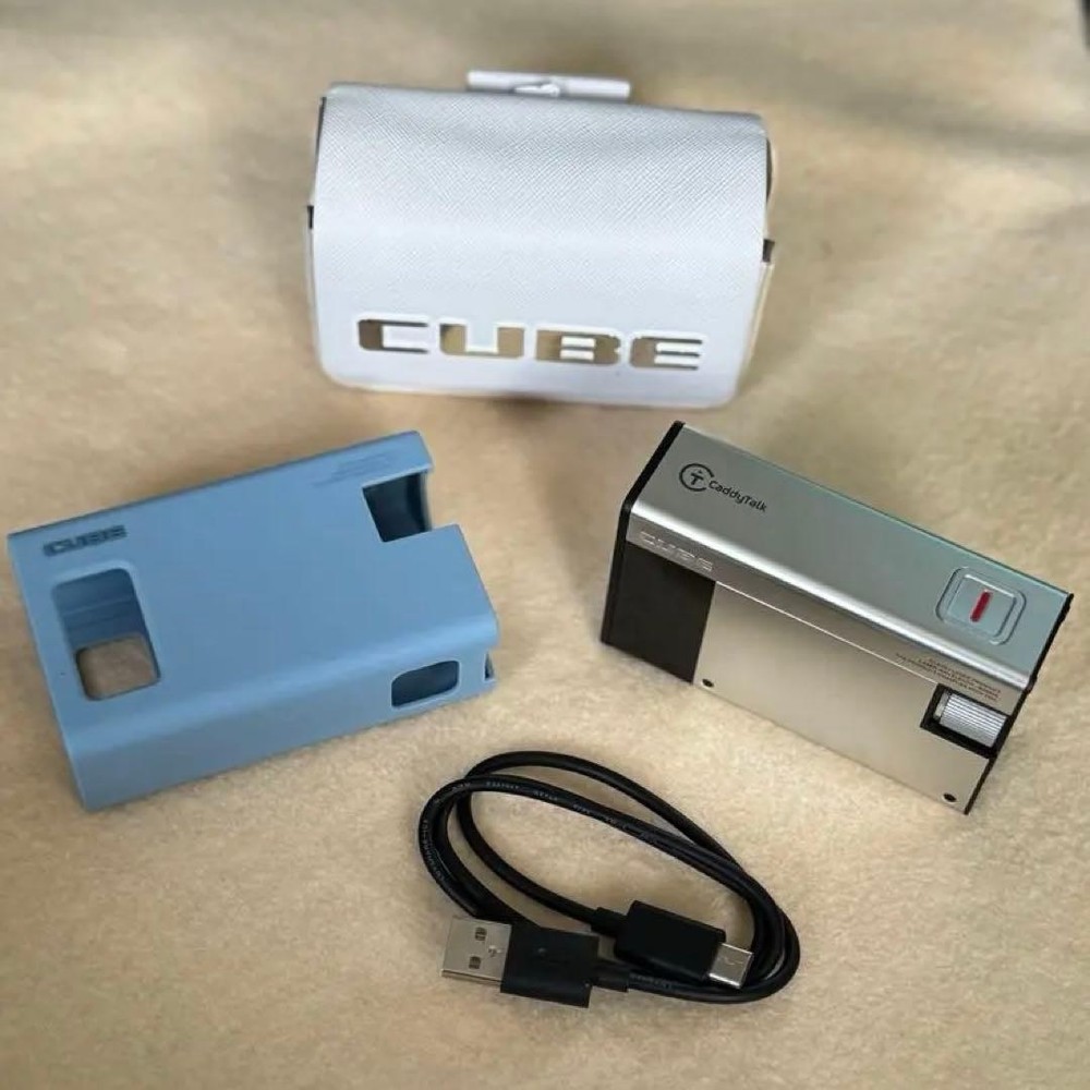 Golfzon CaddyTalk Cube Golf Rangefinder Silver with USB Cable & White Case