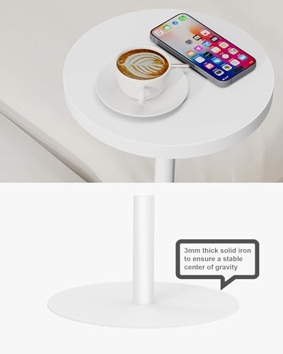 Tall Round Side Table, Small End Table, Beside Table, 1 Pack White Ordinary
