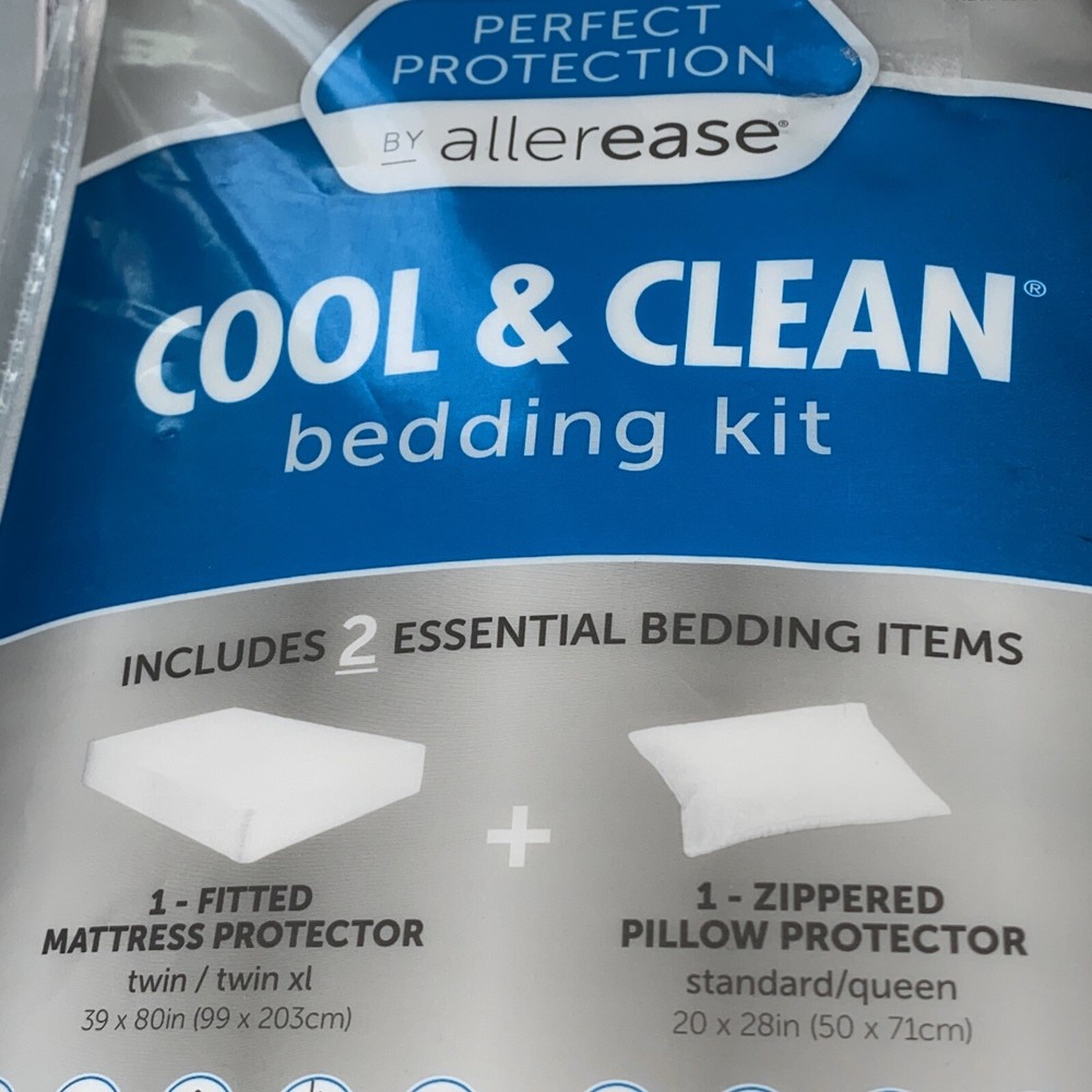 T/XL 2pc Perfect Protection Cool & Clean Bedding Kit Allerease NEW