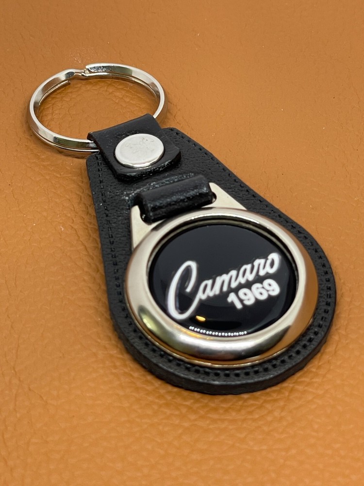 1969 CAMARO PREMIUM BLACK leather keychain