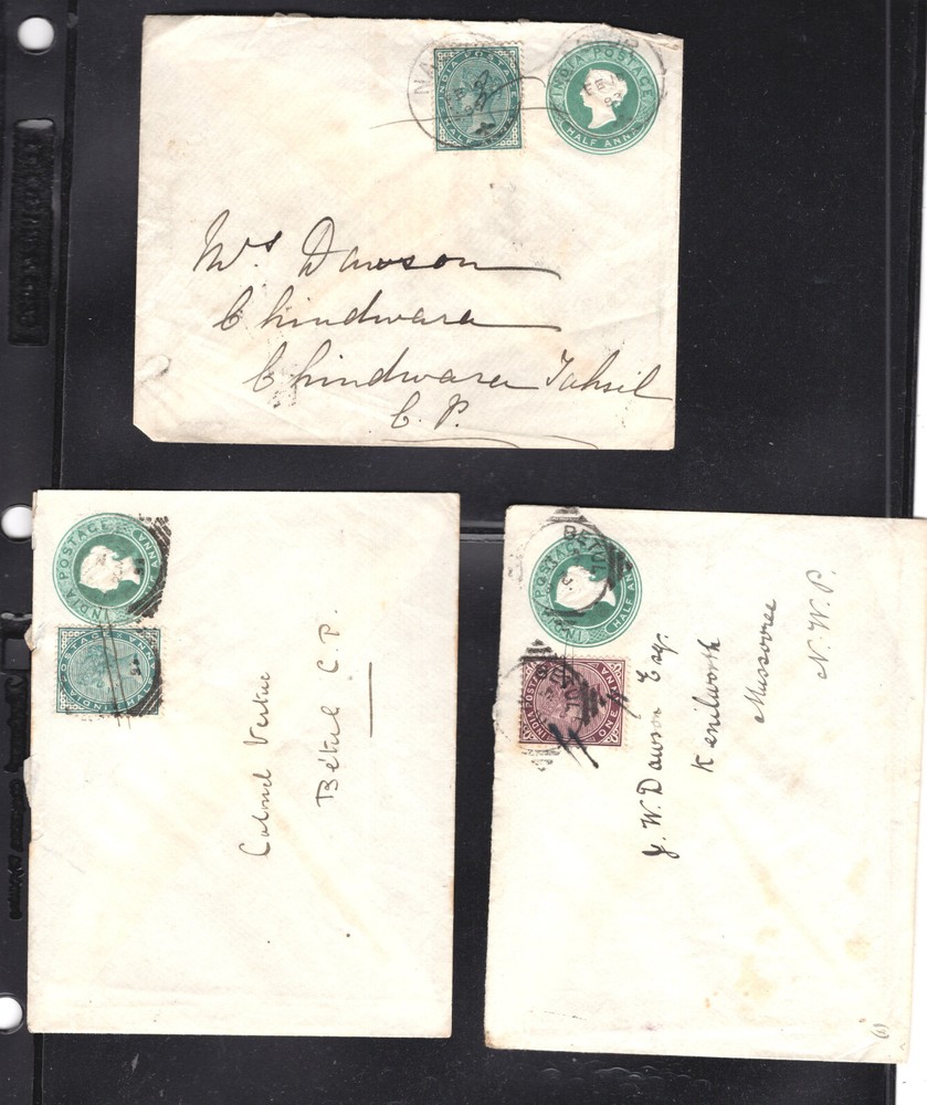 India   3  postal  envelope s  uprated   used