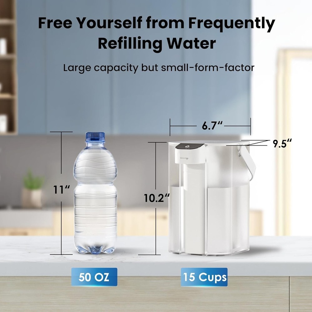 Waterdrop Alkaline Electric Water Filter Pitcher,White,with 1 Filter