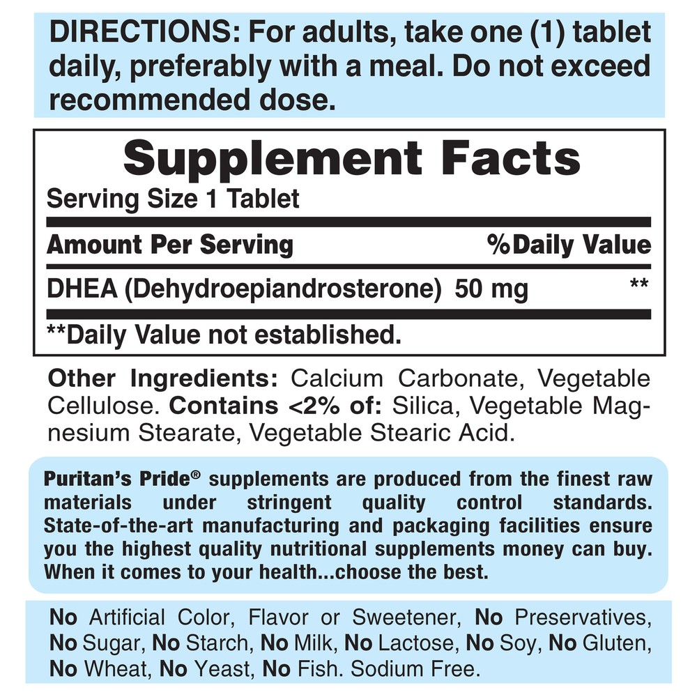 Puritan's Pride DHEA 50 mg - 100 Tablets