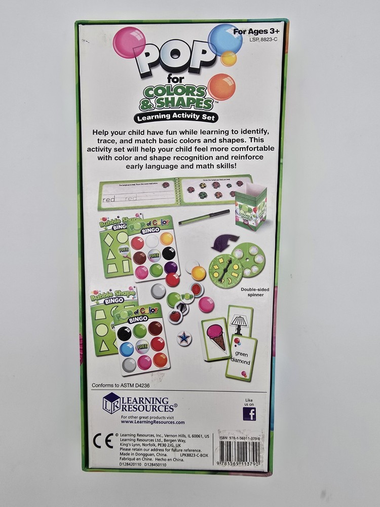 Learning Resources Pop For Color And Shapes Learning Activity Set Reusable Game