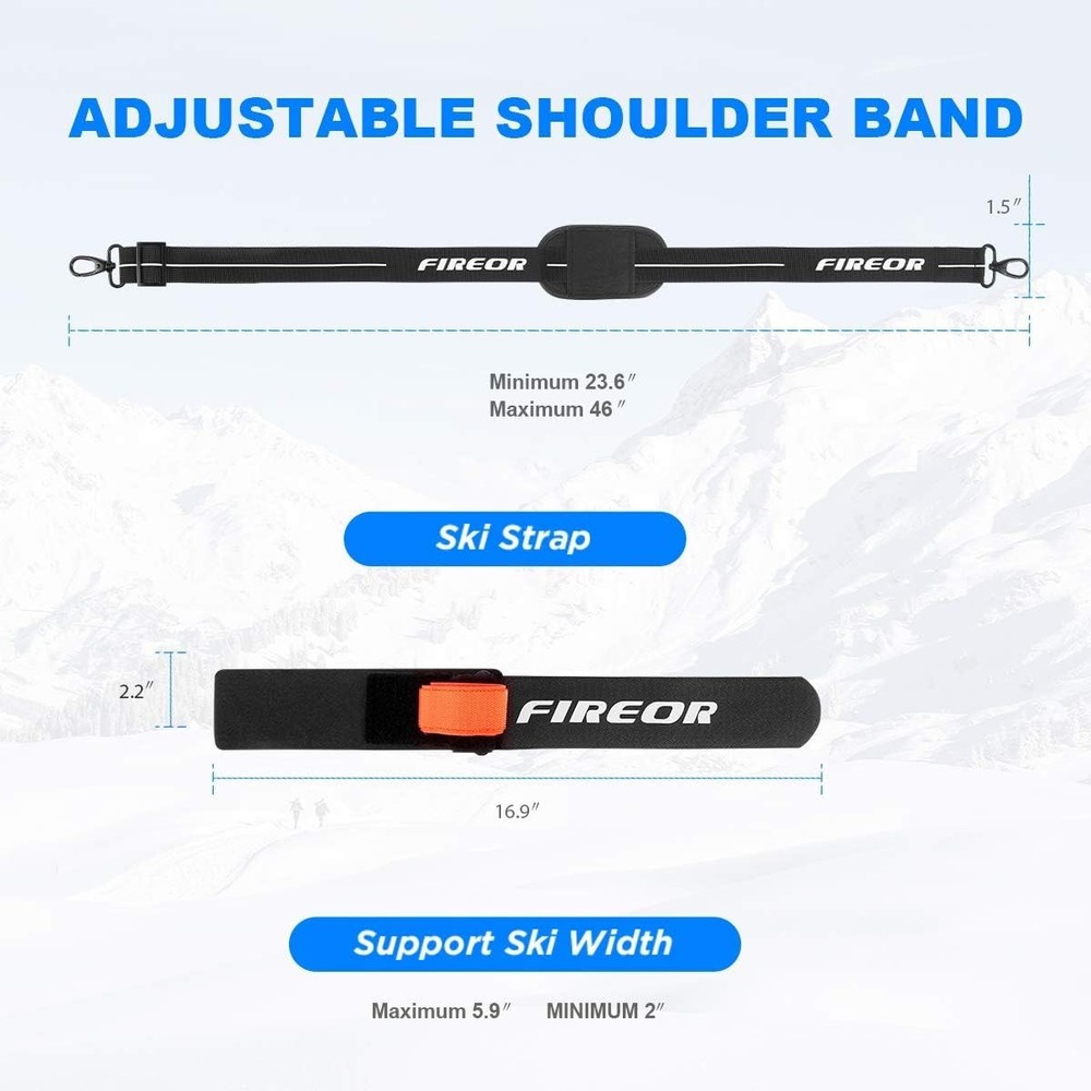 Ski Carrier Strap, Snowboard, Pole and Boot Carry Sling Strap Kit Adjustable