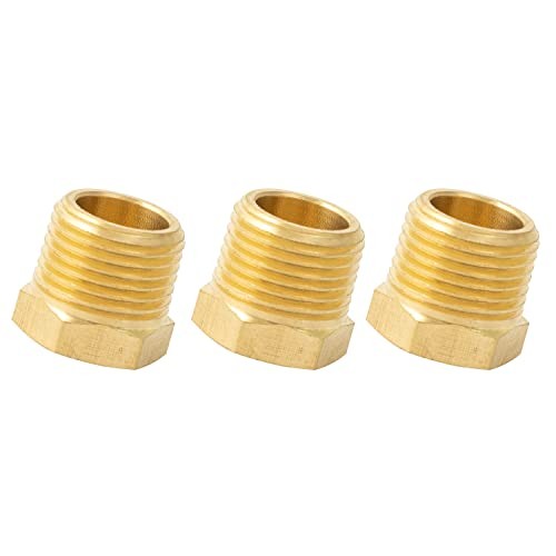 3PCS Brass Pipe Plug Fitting, 1/4" NPT Male Outer Hex Thread 1/4 Inch 3 PACK