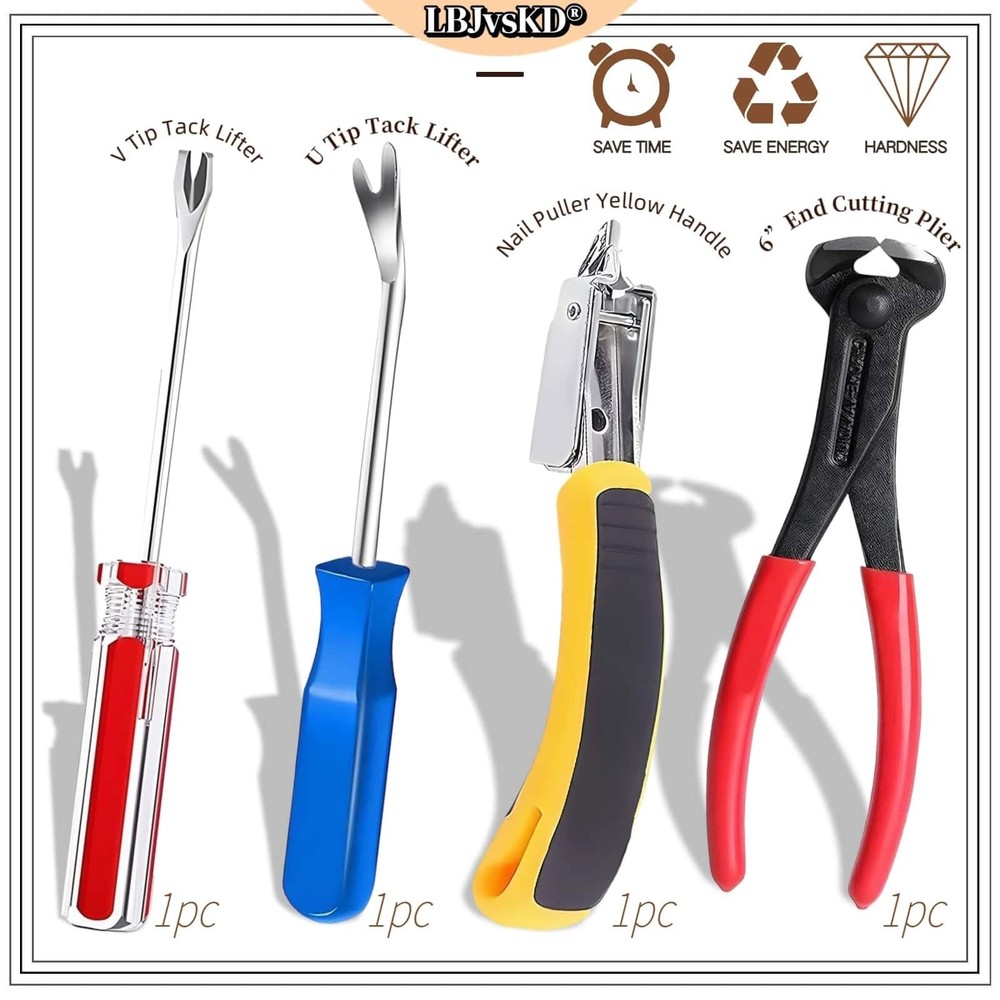 Upholstery Carpet Staple Remover and Nail Puller Remover Tool Set - Staple Pu...