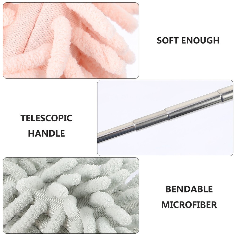 2 Pcs Multi-functional Reusable Dust Brush Duster Extendable Broom