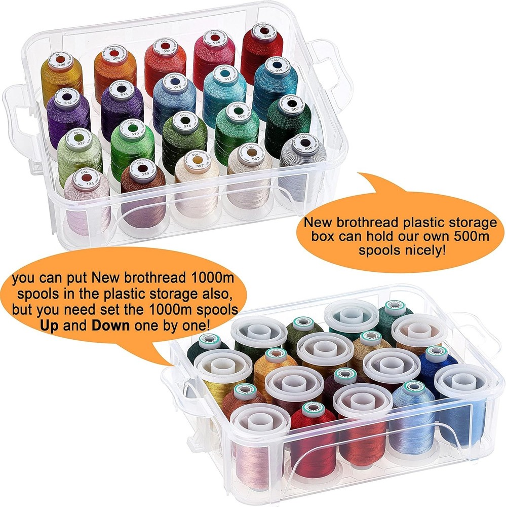 2 Layers Stackable Clear Storage Box/Organizer for Holding 40 Spools Home Emb...