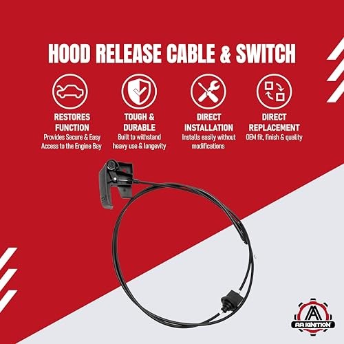 Hood Release Cable Pull Handle Assembly Replacement Fits Cadillac, Chevy and