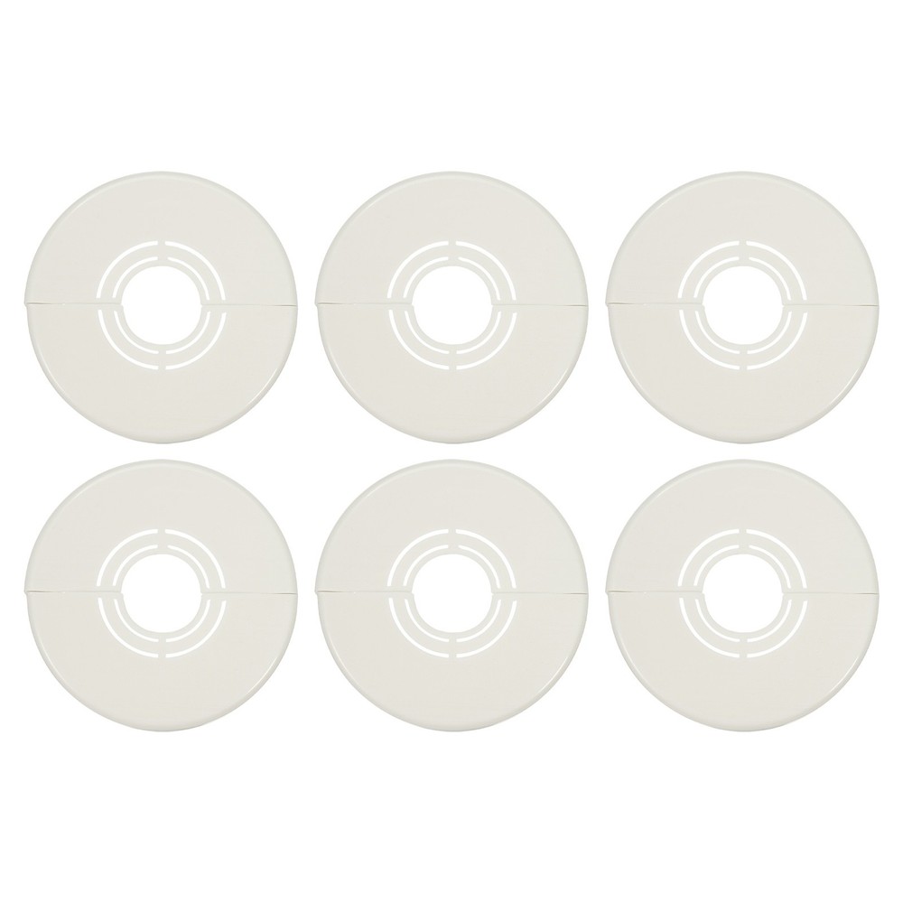 6pcs Wall Split Flange 0.98" Plastic Round Split Flange Pipe Cover, White