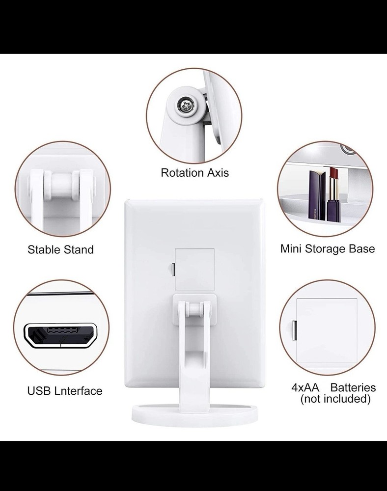 LED Lighted Makeup Mirror 2X 3X 10X Magnification Adjustable Brightness White
