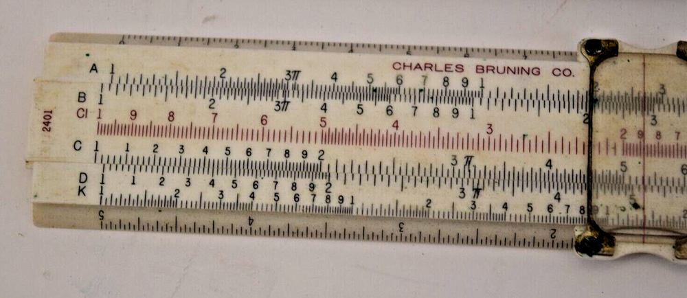 Vintage Charles Bruning Model 2401 Slide Ruler