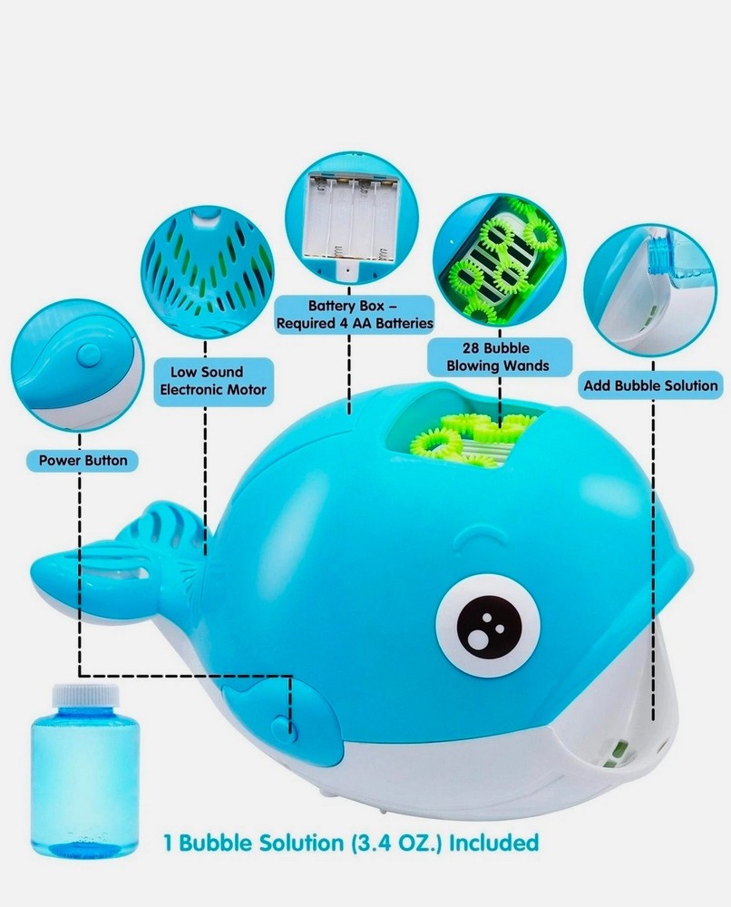 JOYIN Blue Whale Automatic Bubble Blower Machine Maker 3.5 oz Solution Included