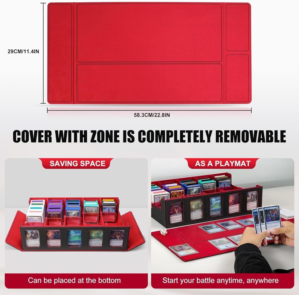 Sturdy Plastic Trading Card Storage Box with Commander Display and Accessories