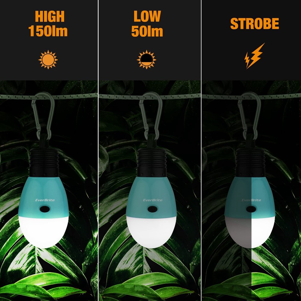 EverBrite 2PACK Rechargeable Camping LED Bulb 3 Lighting Mode USB LED Tent Light