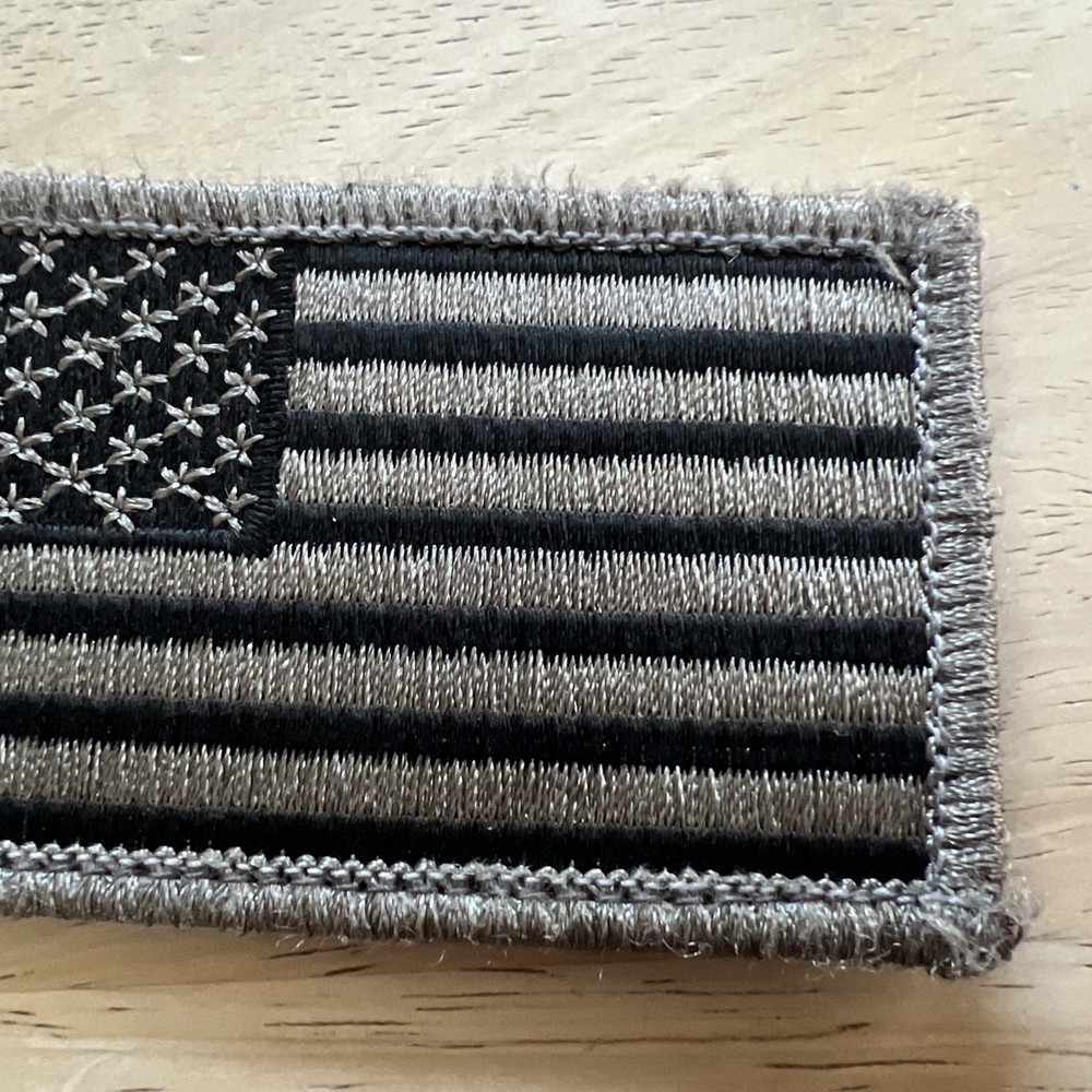 Embroided Patch Hook Loop American Flag USA Gray