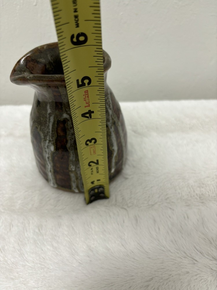 Vintage Mcm Handmade Studio Art Glazed Pottery Pitcher. Initials On Bottom
