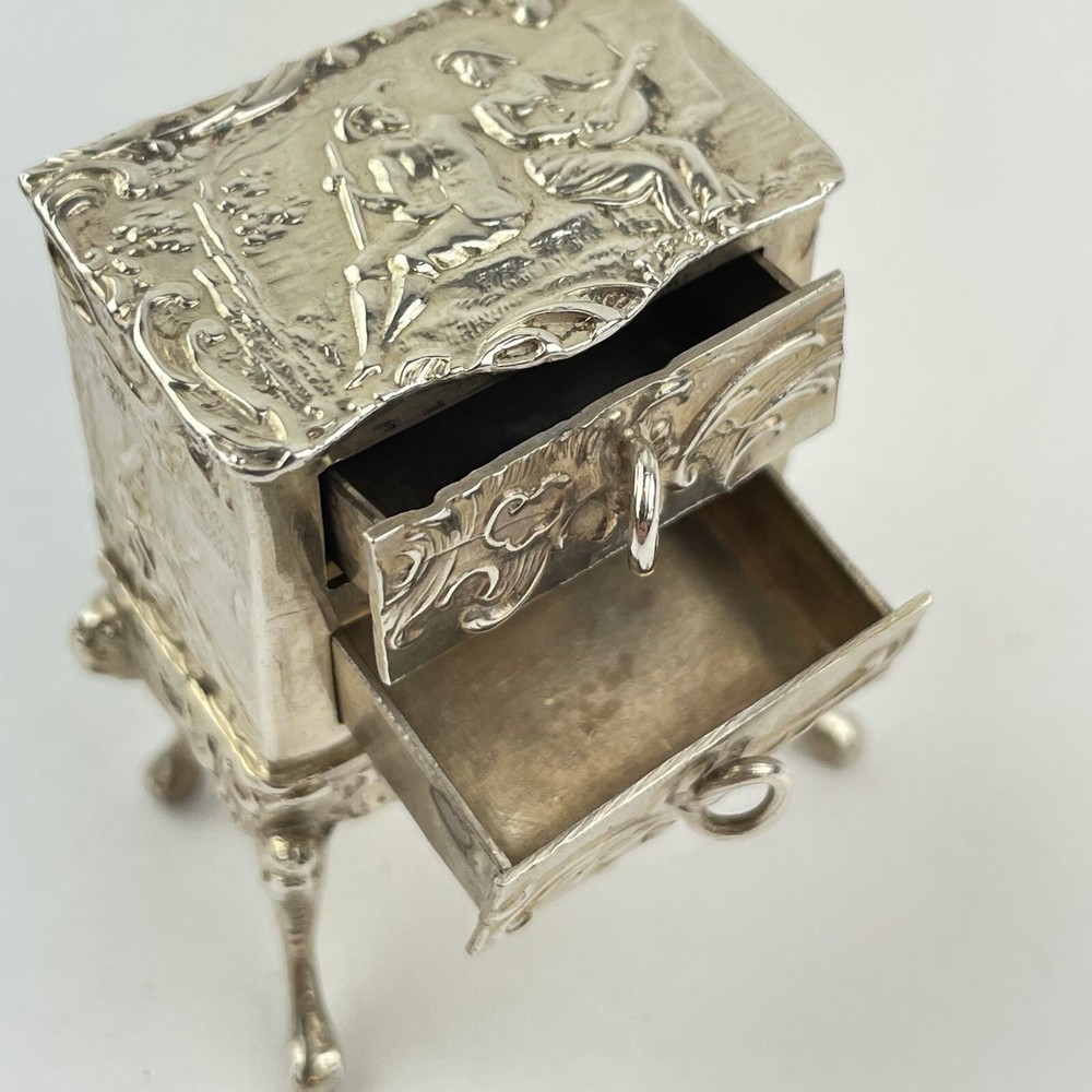 Antique Solid Silver Miniature Commode 4.2cm Karl Kurz C1900