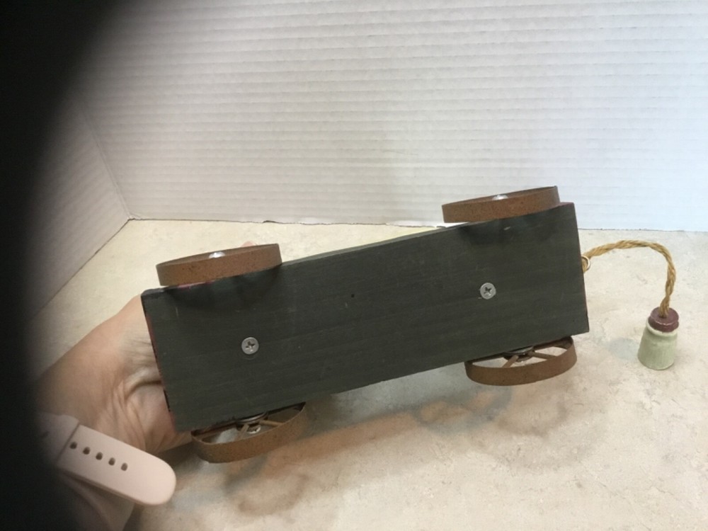 Primitive Wooden Cow Pull Toy with Bell Milk Bottle Pull