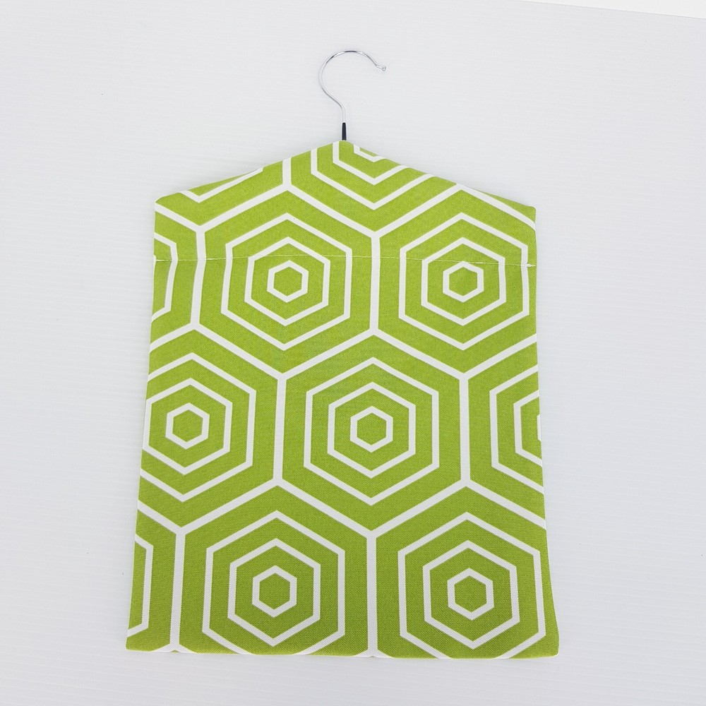 Peg Bag Handmade Green White Geometric Print Lined Laundry Clothes Peg Holder