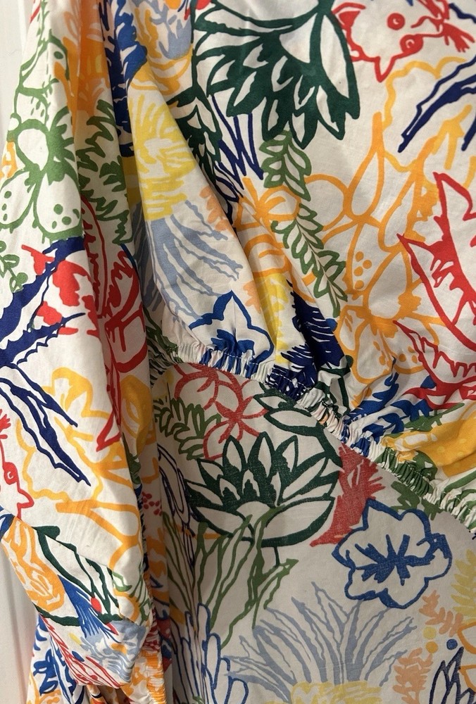 Brooklinen Crib Fitted Sheet Multi JUNGLE Pattern Cotton EUC!