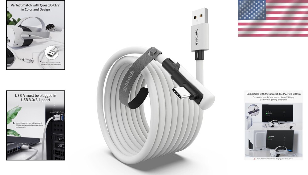 Ultimate 16FT VR Link Cable for Oculus Quest & Meta Devices - Durable and Fast