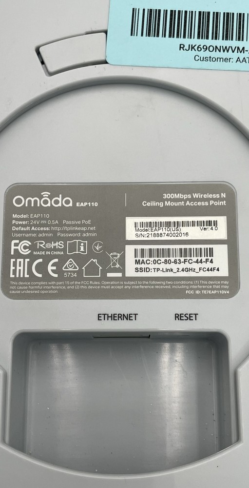 TP-Link Omada EAP110 300Mbps Wireless N Ceiling Mount Access Point Unit