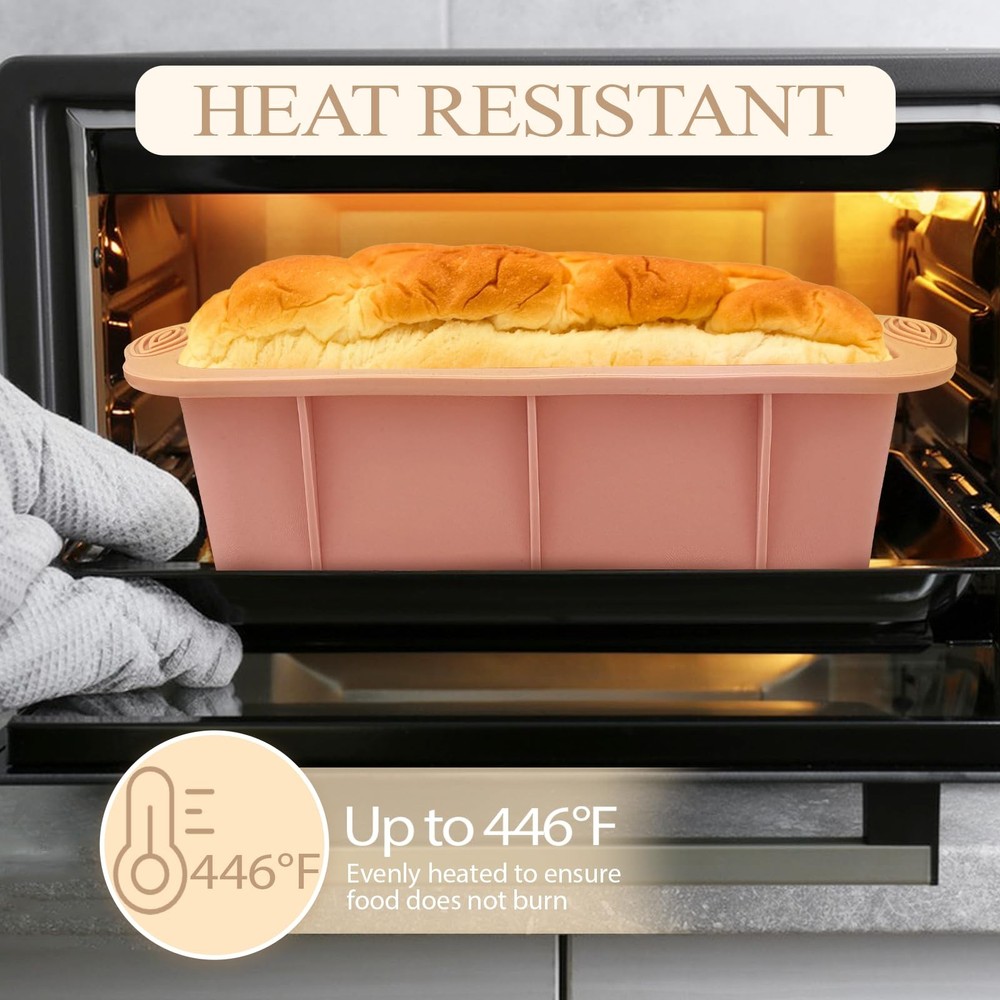 Silicone Bread Loaf Pan 2 PCS Rectangular Non-Stick Baking Mold Pans for Oven