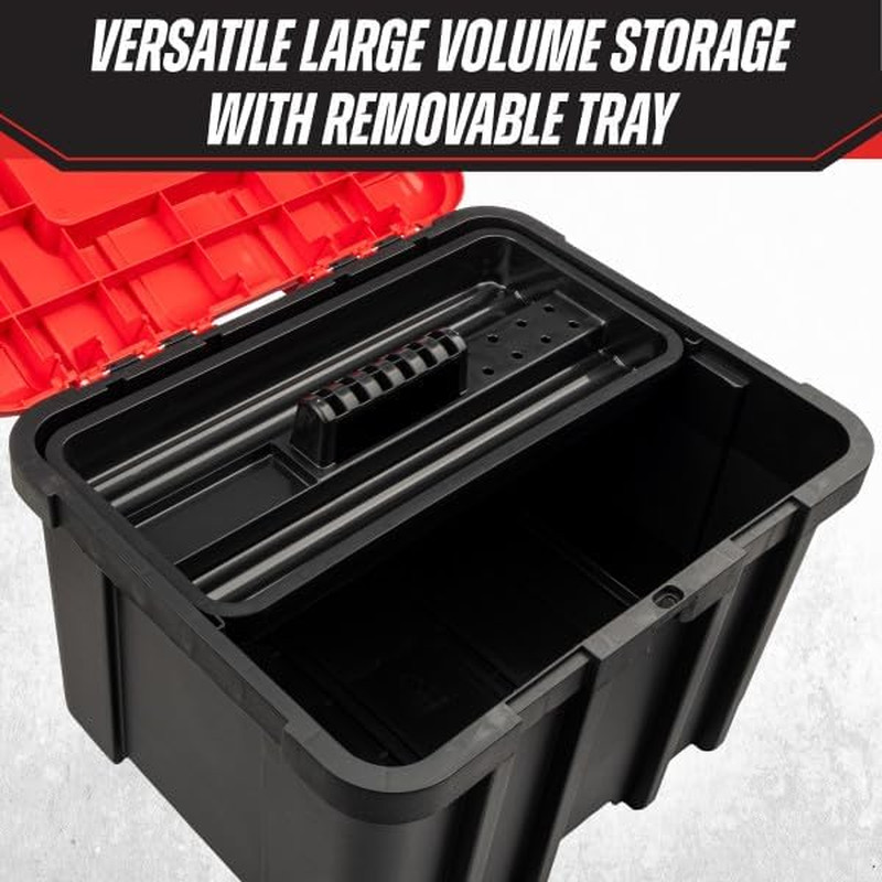 Plastic Tool Box Organizer - 18.7” Extra Large Portable Toolbox with Removable T