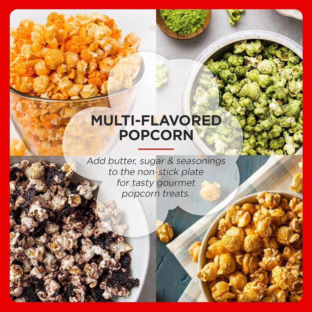 Automatic Stirring Ceramic Nonstick 12-cup Popcorn Maker, Hot Oil Popcorn Mac...