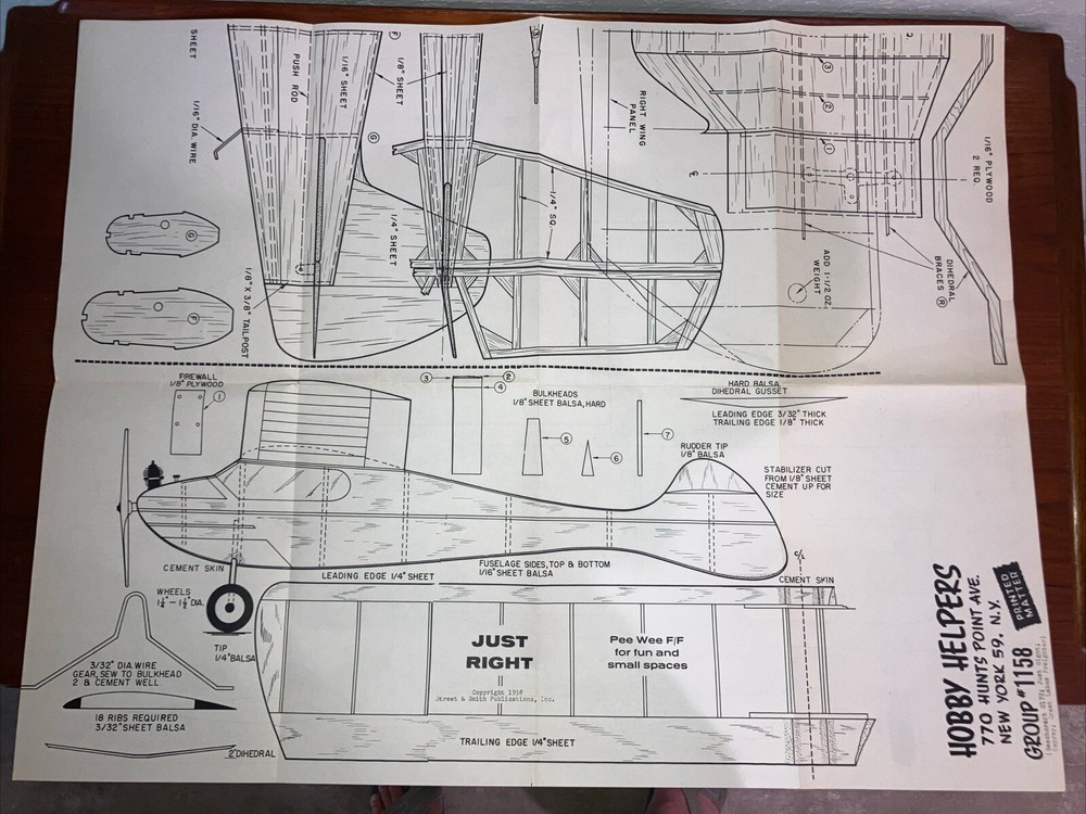 Hobby Helpers Plan 1158 - Beechcraft G17S; Just Right; Osprey & G. L. Freighter