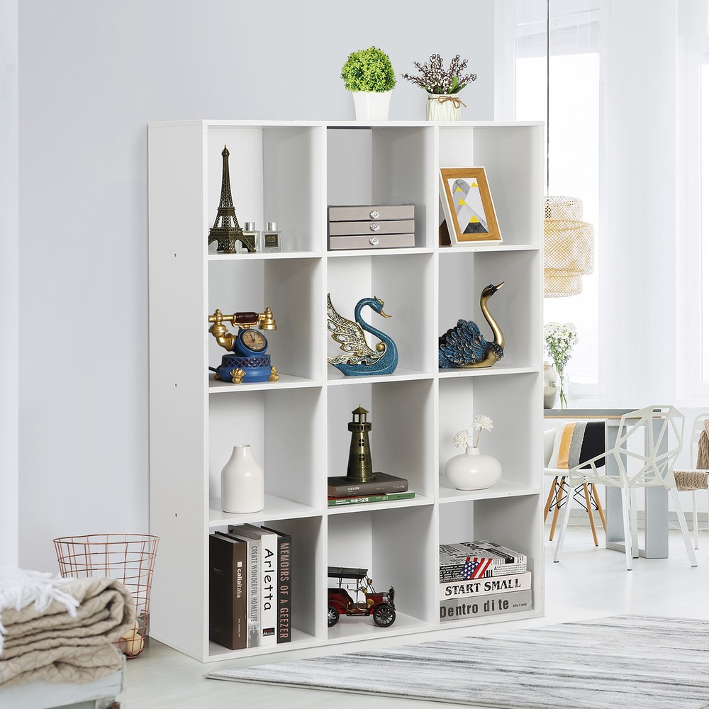 12 Cube Organizer Storage Bookcase Open Shelf for Home office Decor White