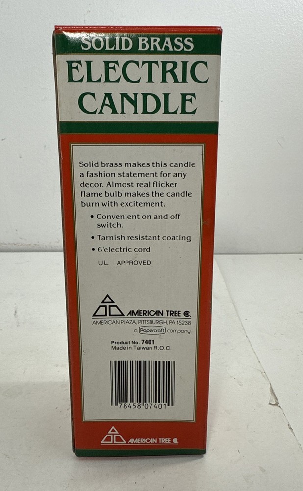 Vintage American Tree Solid Brass Electric Candle w/ Flicker Bulb
