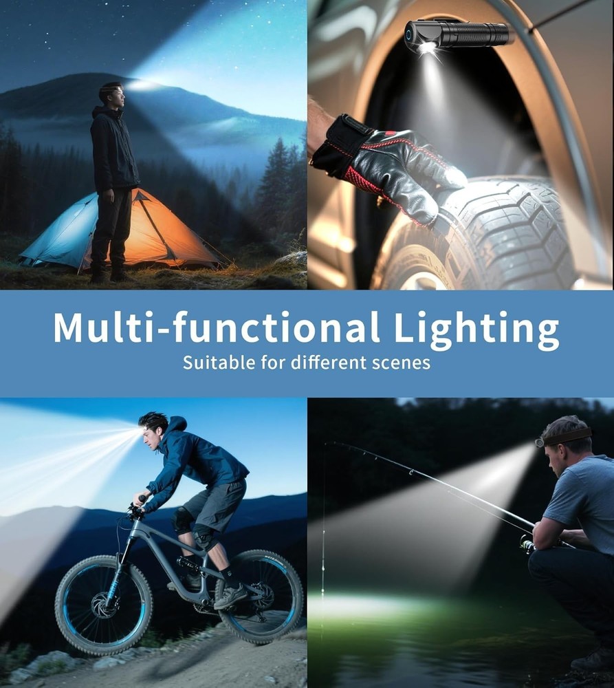 Mini LED Flashlight Rechargeable,Magnetic High Lumens 4000 mAh EDC Flashlight...