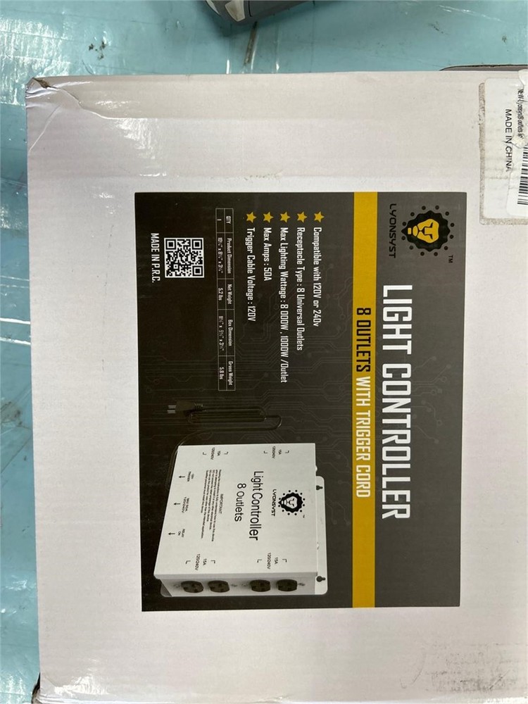 LYONSY Hydroponic Master Light Relay Controller 8 Outlet 240V 50A Trigger Cord