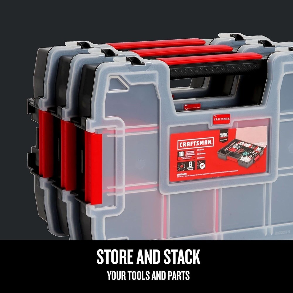 3-Pack Storage Organizer Small Parts Organizer with 10-Compartments Tool Box