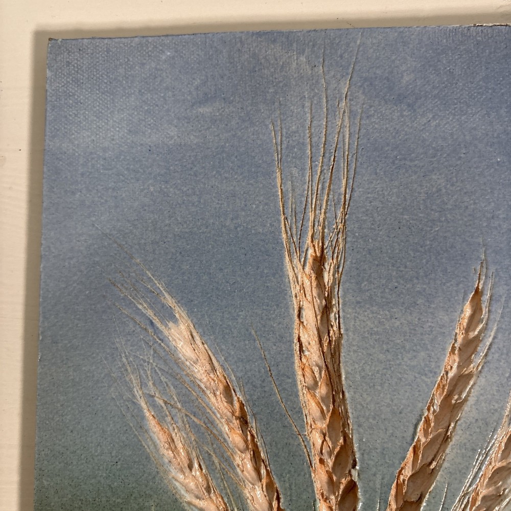 Inga Bow Wheat Tile Art Pottery Artist Signed - Bow Ceramic Studios Kansas 2000
